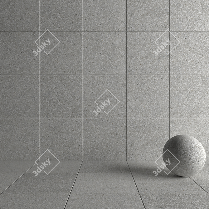 Terrazzo White Stone Wall Tiles 3D model image 4