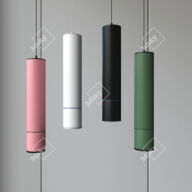 Aluminum Pendant Lamp: Green, Black, White, Pink 3D model image 2