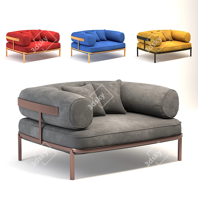 Baxter Belted Armchair: Comfort with Style 3D model image 1