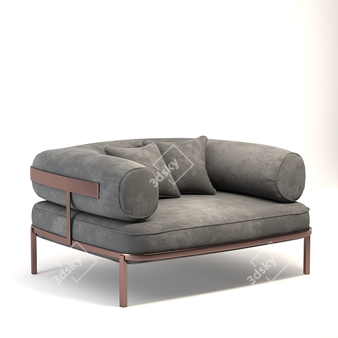 Baxter Belted Armchair: Comfort with Style 3D model image 4