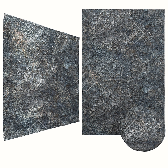 Black Rock Stone Wall: High-res Textures - Corona & Vray 3D model image 1