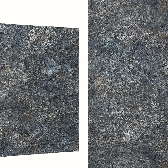 Black Rock Stone Wall: High-res Textures - Corona & Vray 3D model image 2