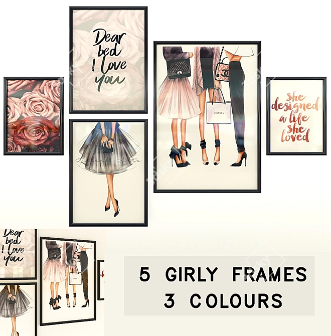 Girly Frames: Delicate Set for Your Pictures 3D model image 1