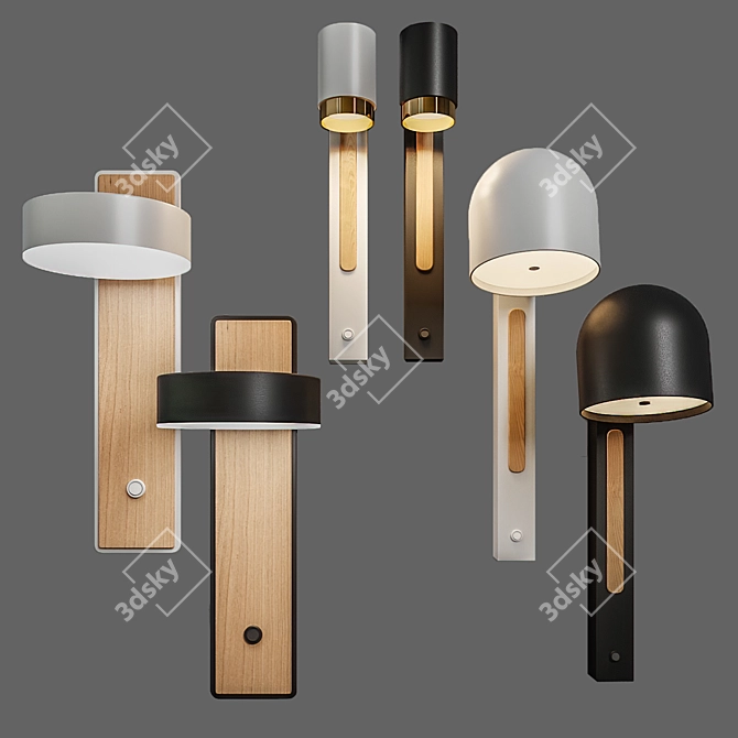 Sleek Wall Light Collection: Lampatron Vic Amo Sif 3D model image 1