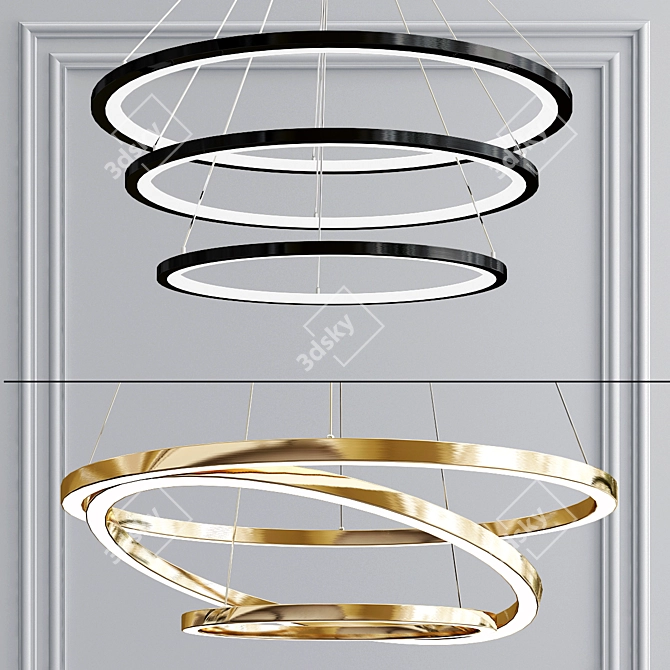 Luxury Ring Chandelier Collection 3D model image 1