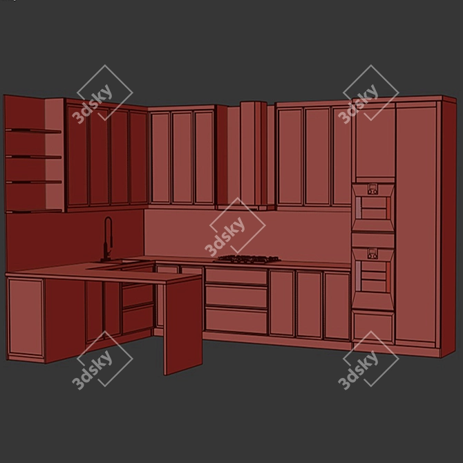 Versatile High-Quality Kitchen Set 3D model image 3