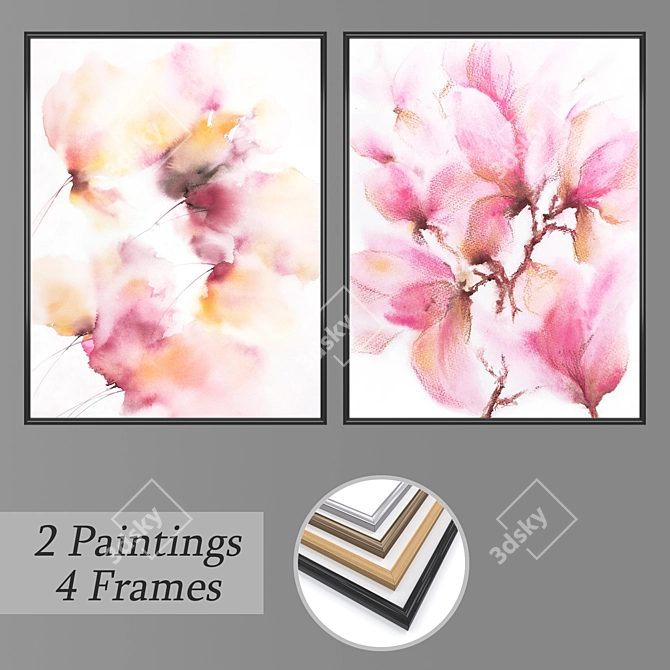 Elegant Wall Art Set with Multiple Frames 3D model image 1