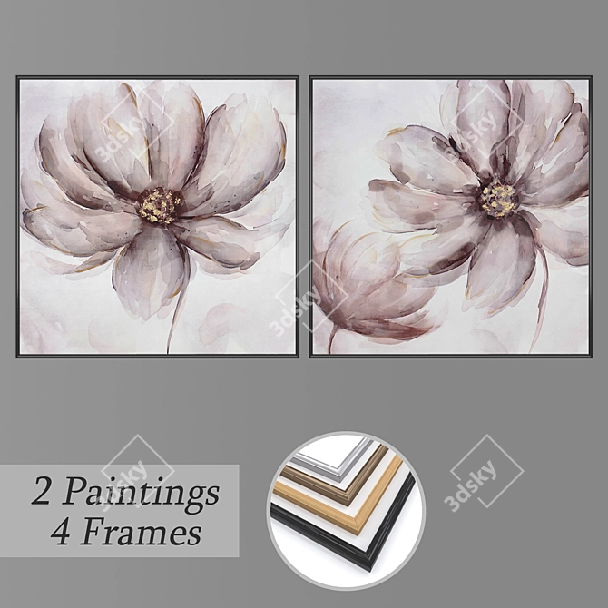 Elegant Wall Art Set 1369 3D model image 1