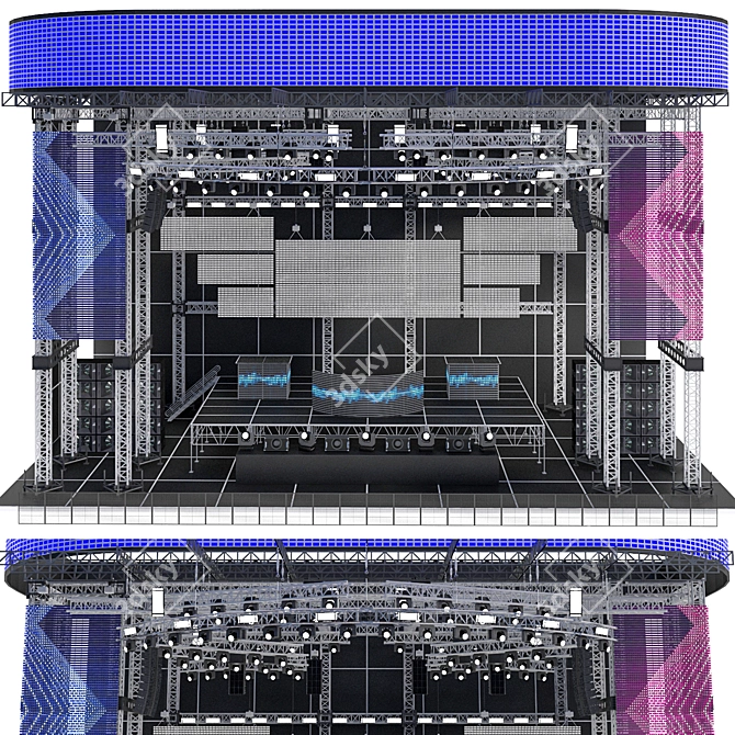 EDM Concert Stage: High-Energy Lighting & Powerful Speakers 3D model image 1