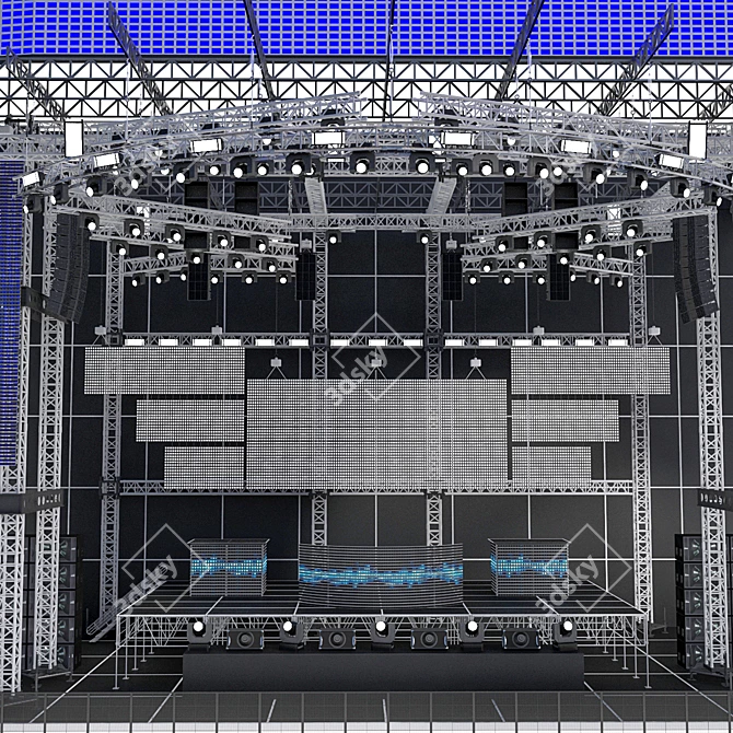 EDM Concert Stage: High-Energy Lighting & Powerful Speakers 3D model image 2