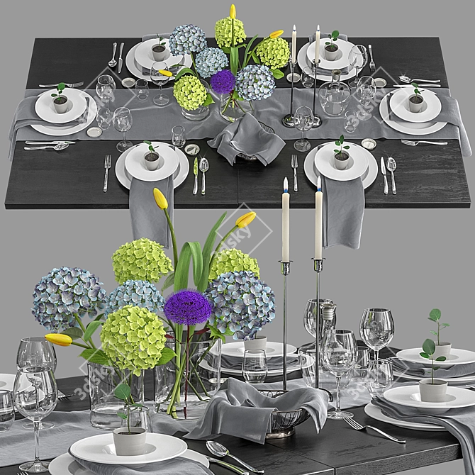 Elegant Table Setting for Corona Render 3D model image 1