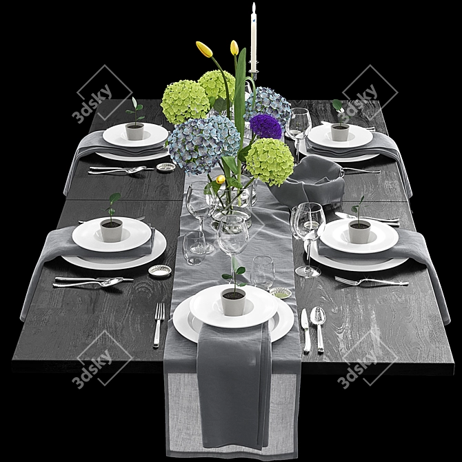 Elegant Table Setting for Corona Render 3D model image 2