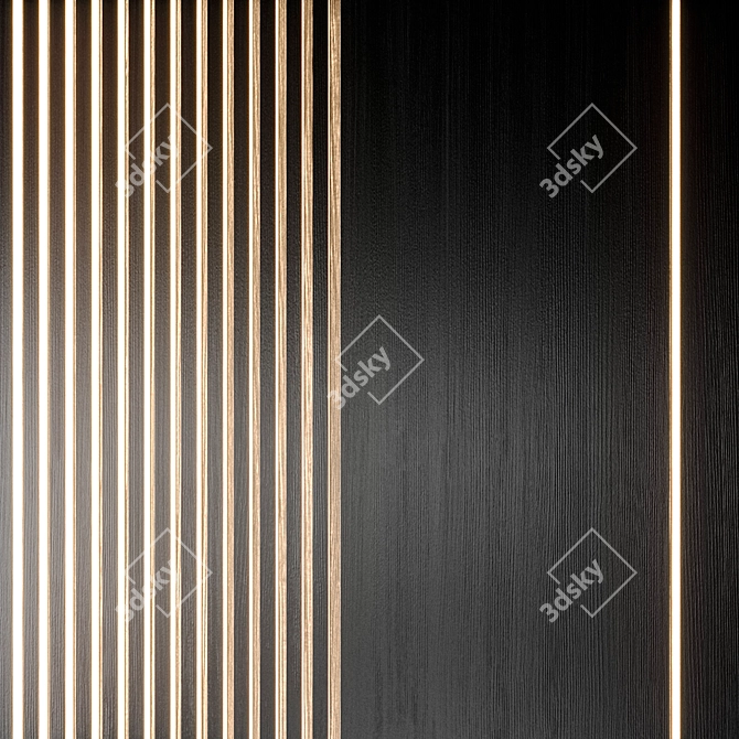 Modern Slatted Wall Panel 3500x2200mm 3D model image 2