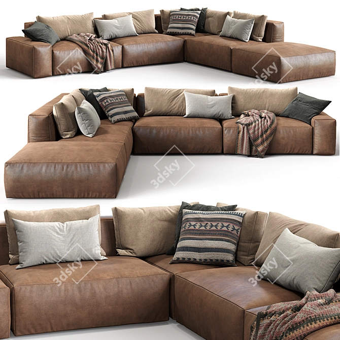 Jesse Leather Sofa Daniel - Modern and Stylish 3D model image 1