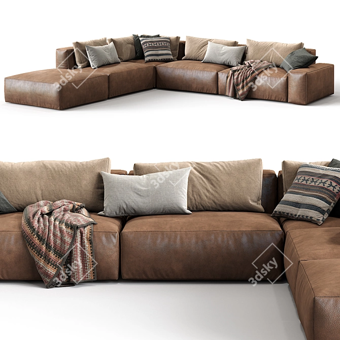 Jesse Leather Sofa Daniel - Modern and Stylish 3D model image 4