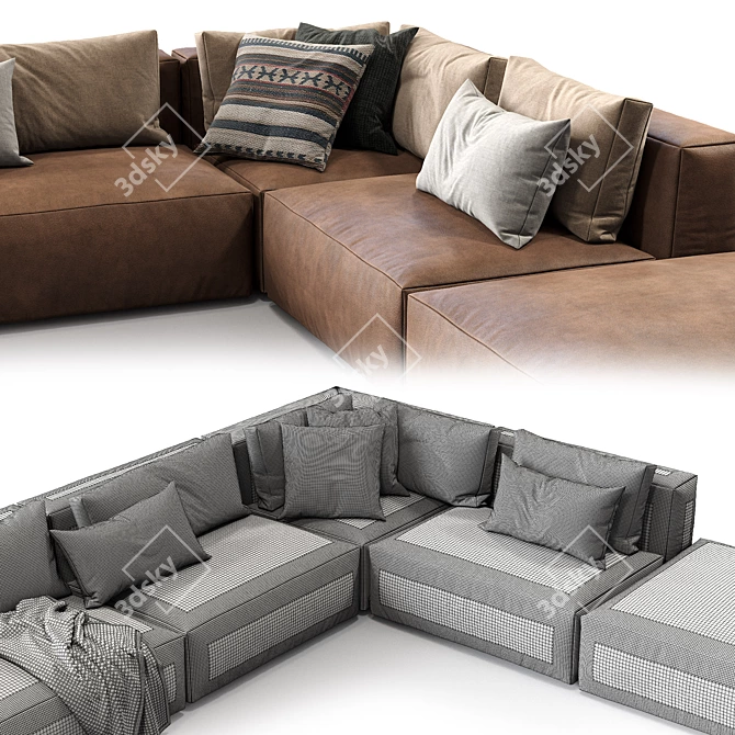 Jesse Leather Sofa Daniel - Modern and Stylish 3D model image 5