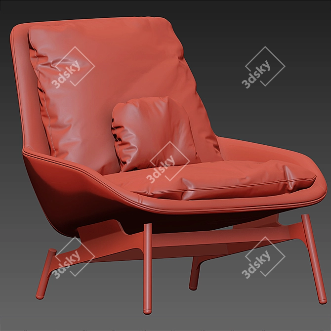 Luxury Leather Lounge Chair 3D model image 4