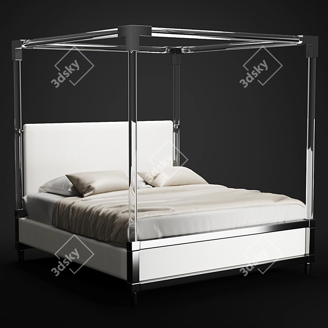 Elegant Acrylic Canopy Bed 3D model image 1