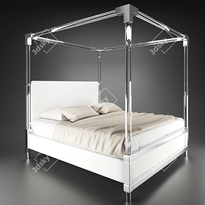 Elegant Acrylic Canopy Bed 3D model image 4