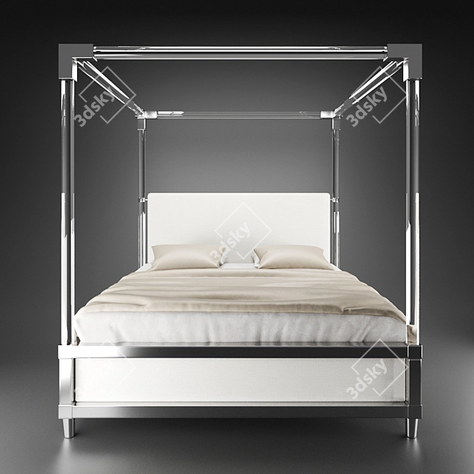 Elegant Acrylic Canopy Bed 3D model image 5