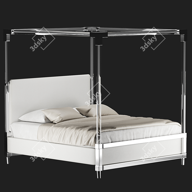 Elegant Acrylic Canopy Bed 3D model image 7