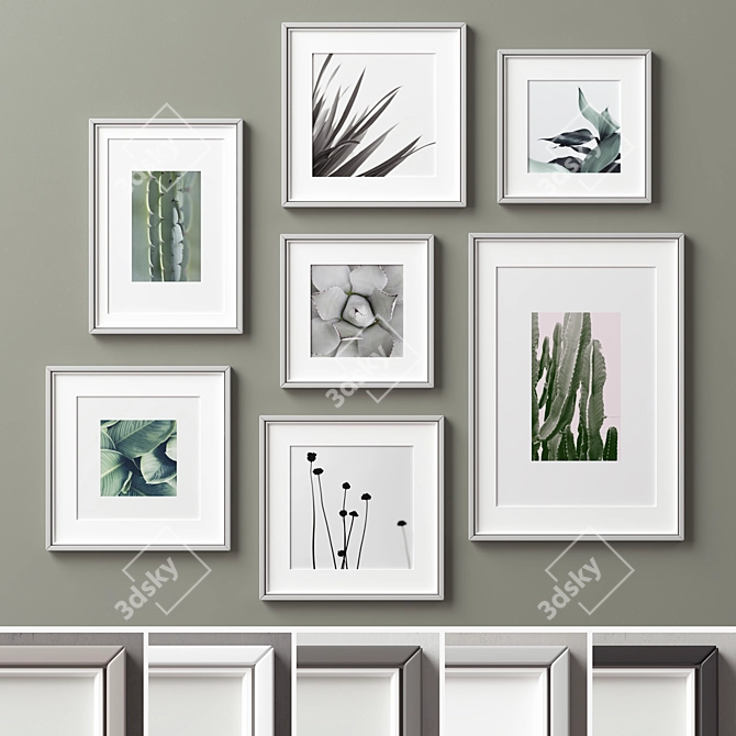 Multi-Color Frame Set - 163: 7 Frames, Various Sizes & Textures 3D model image 2