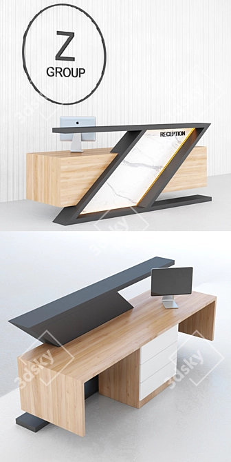 Modern Reception Desk Set 3D model image 2