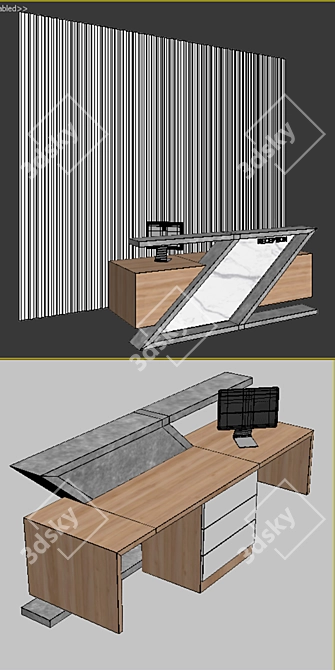 Modern Reception Desk Set 3D model image 6