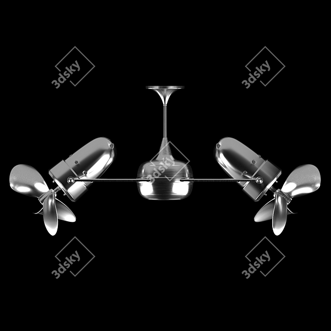 Retro-Inspired Ceiling Fan 3D model image 1