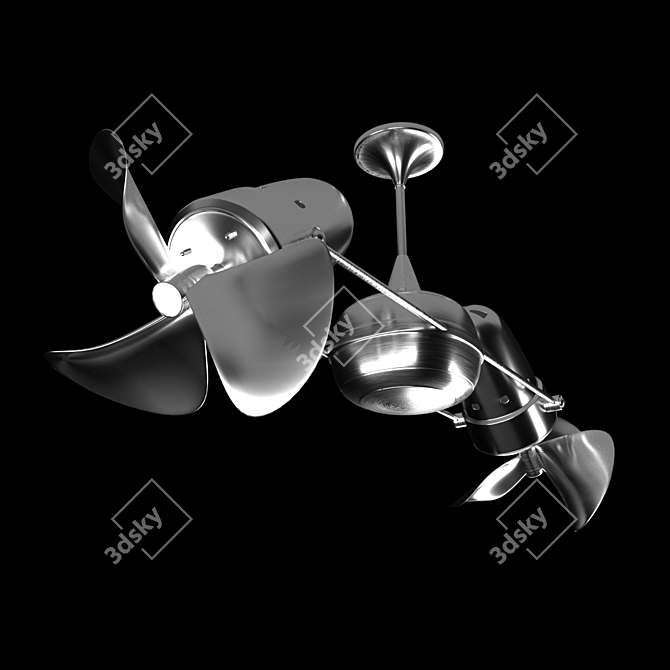 Retro-Inspired Ceiling Fan 3D model image 2