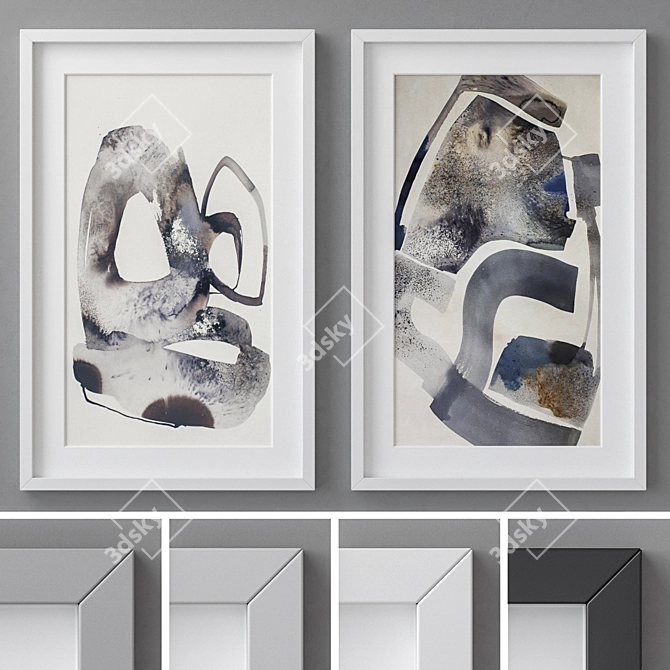 Elegant Colorful Photo Frames Set 3D model image 1