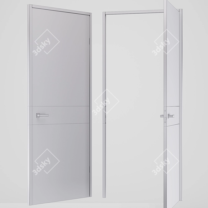 Modern Wooden Door with Aluminum Insert - PLATO PL-03 3D model image 4