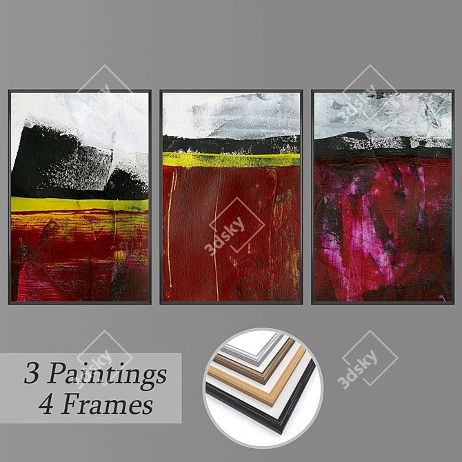 Modern Wall Art Set with Multiple Frames 3D model image 1