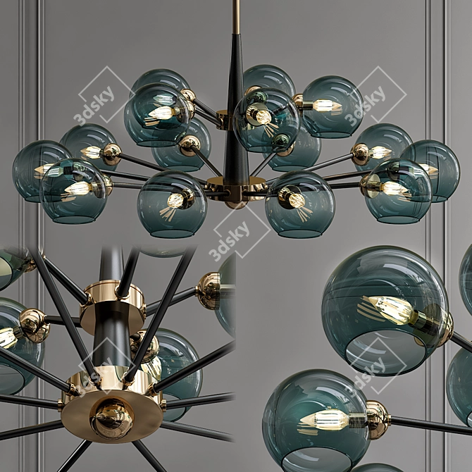 Elegant Blue Glass Chandelier 3D model image 1