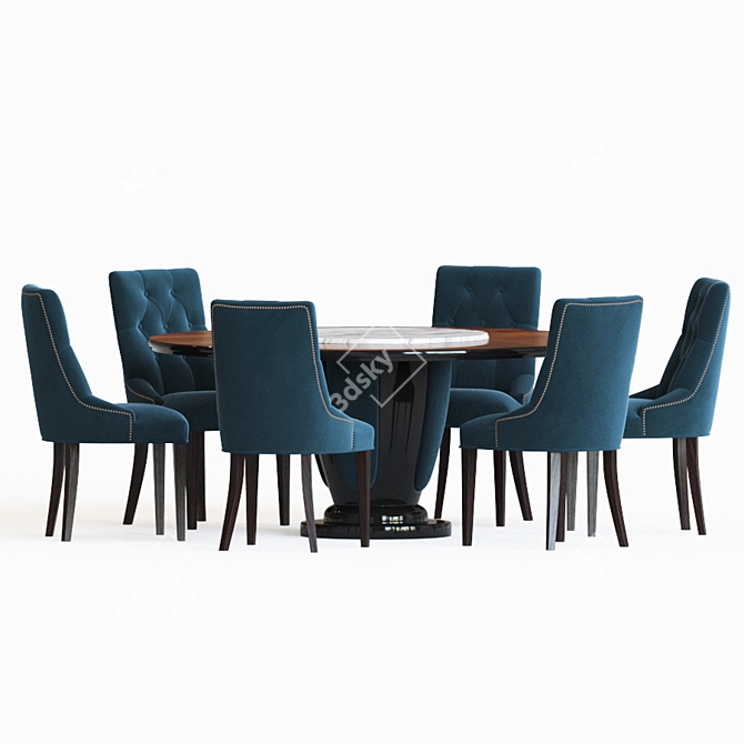 Kong Dining Table and Preston Chair Set 3D model image 2