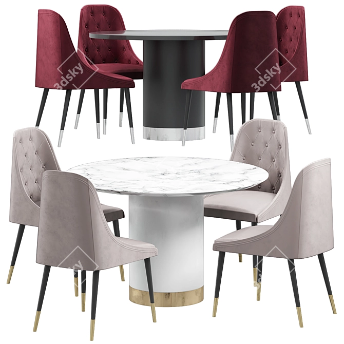 Beedle Chair & Ontario Dining Table  Modern Style Furniture Set 3D model image 1