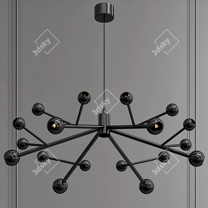 Sleek White Loft Chandelier 3D model image 1