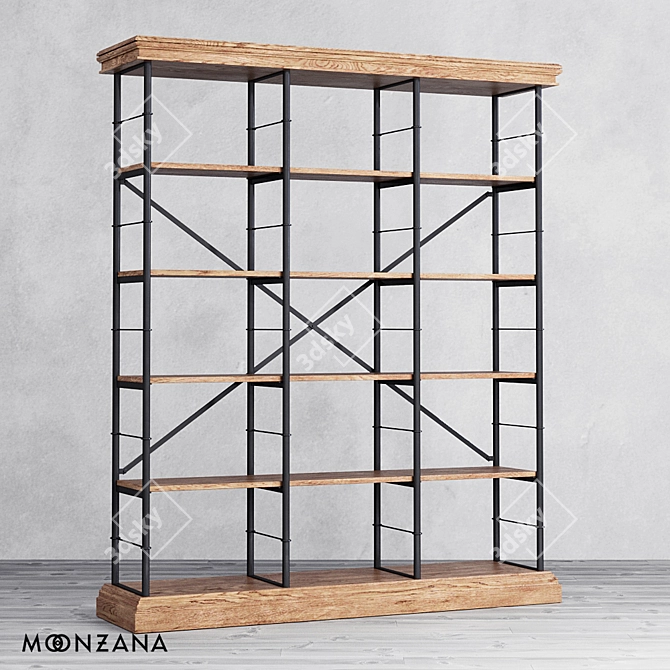 OM Rack Replica: Stylish Oak Wood 3 Section Rack 3D model image 1