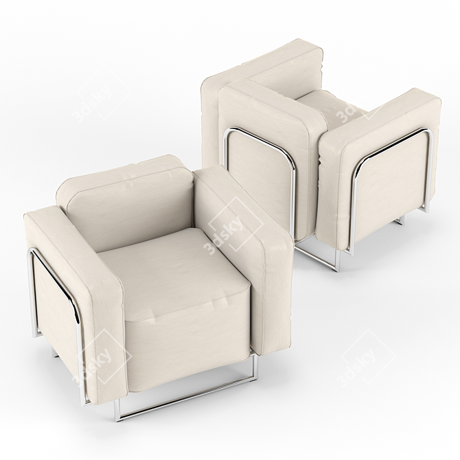 Milani Cocktail Leather Armchair 3D model image 3