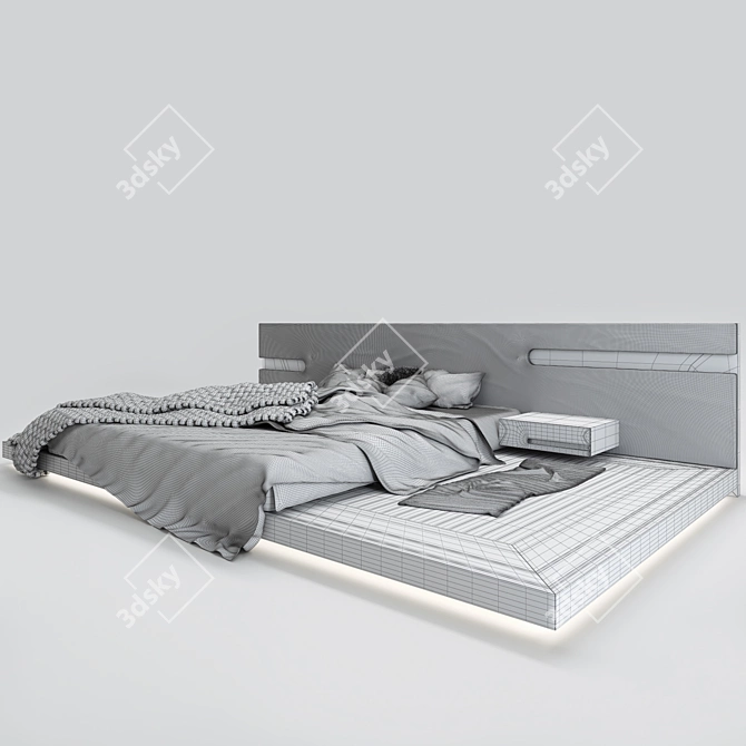 Sleek & Stylish Modern Bed 3D model image 5