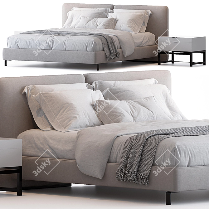 Minimalistic Tatlin Bed by Minotti 3D model image 1