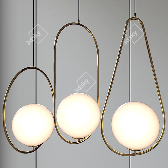 Elegant Gold Pendant Lamp 3D model image 6