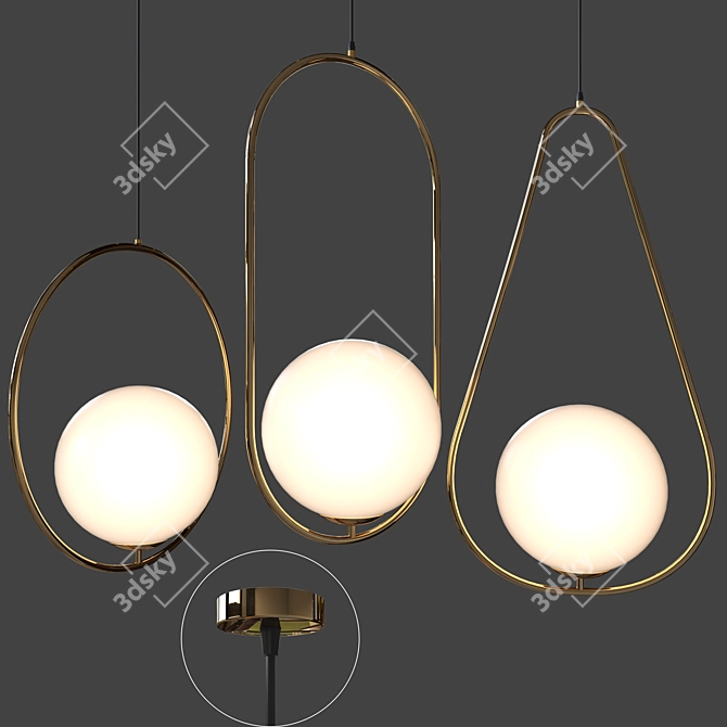 Elegant Gold Pendant Lamp 3D model image 3