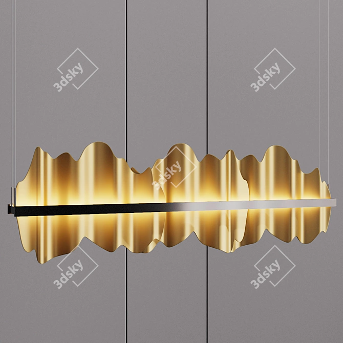 Metal Hildene Pendant: Sleek Linear Design 3D model image 1