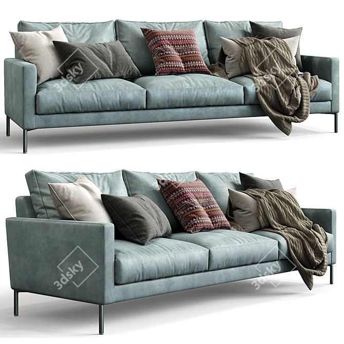 LUCA Leather Sofa: Modern Comfort and Style 3D model image 5