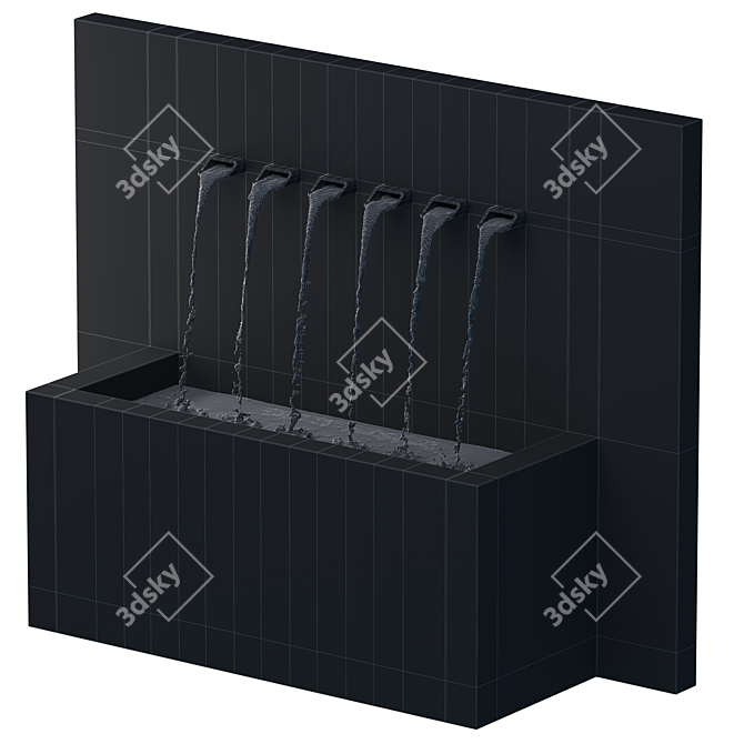 Sleek Metal Wall Fountain 3D model image 3