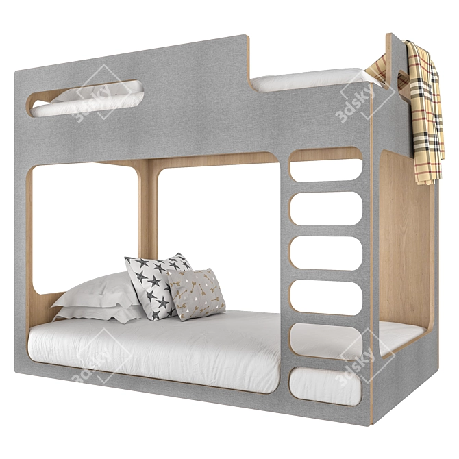 Modern Twin Bunk Bed 3D model image 5