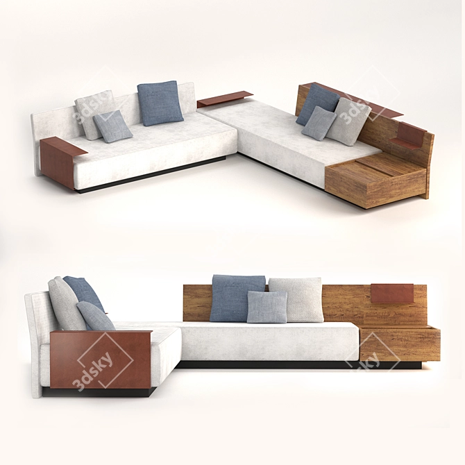 Modern Wood-backed Sofa+ in Fabric 3D model image 1