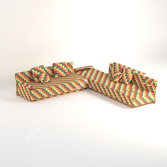 Modern Wood-backed Sofa+ in Fabric 3D model image 2