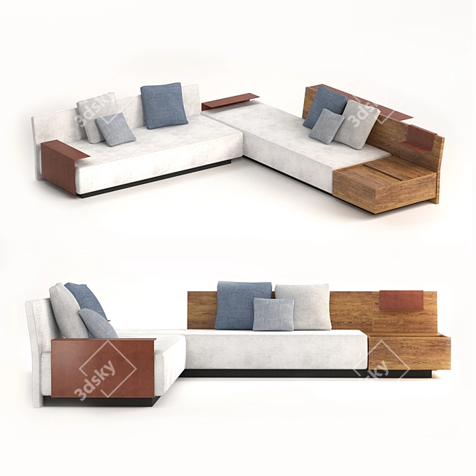 Modern Wood-backed Sofa+ in Fabric 3D model image 6